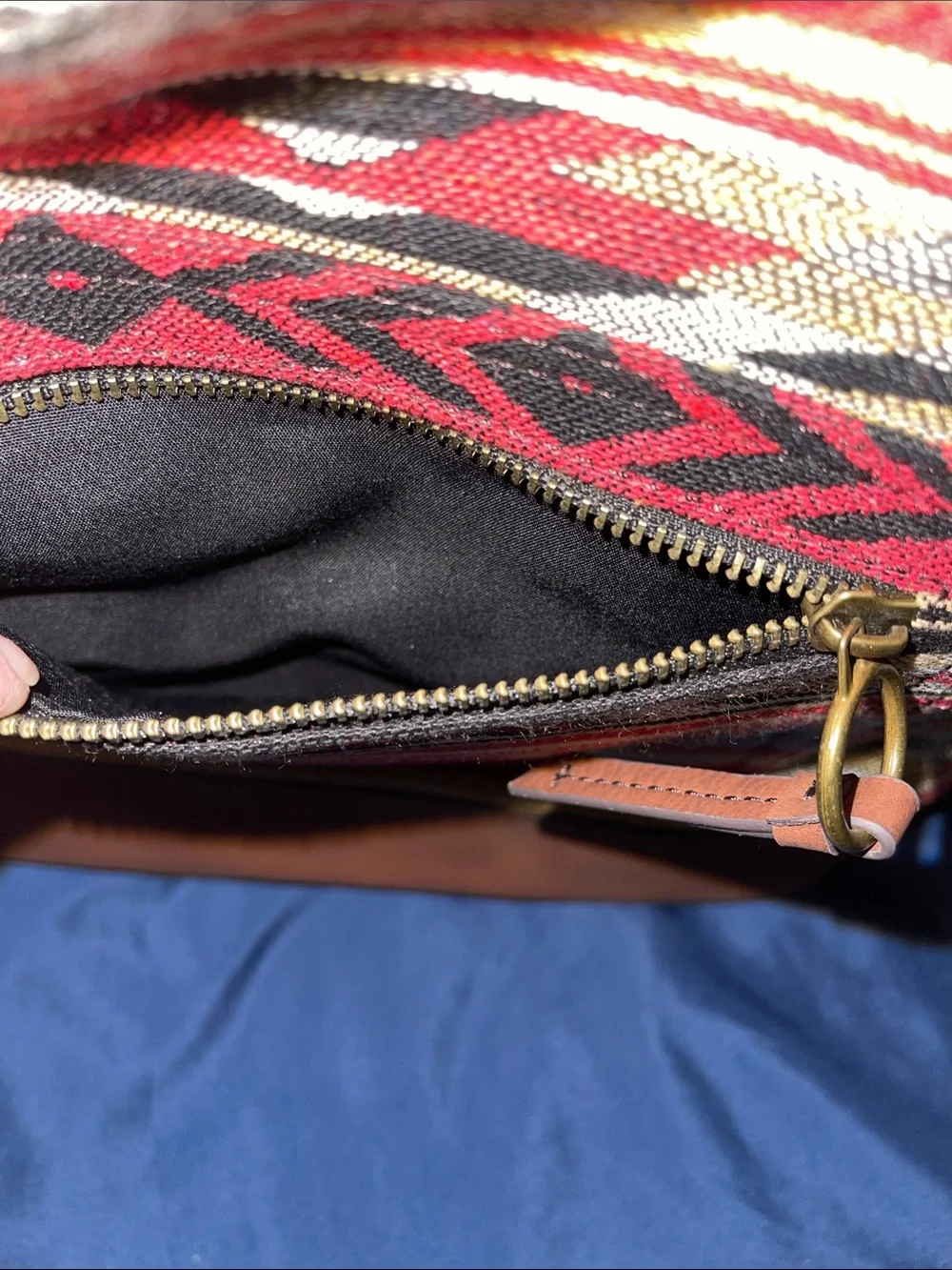 A.N.A Harbor -Trim Aztec Pattern Backpack in Red, Black, Brown
